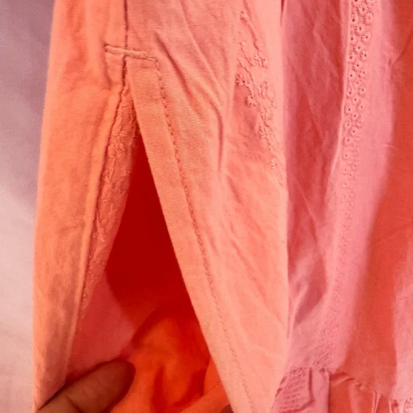 Universal Thread Peach Tiered Midi Dress with Puff Sleeves and pockets - Picture 6 of 10